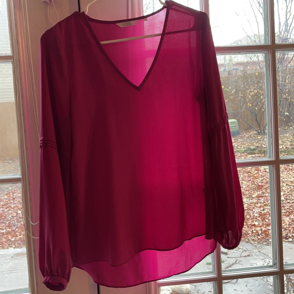 Dark pink/fushcia long sleeved size small blouse
